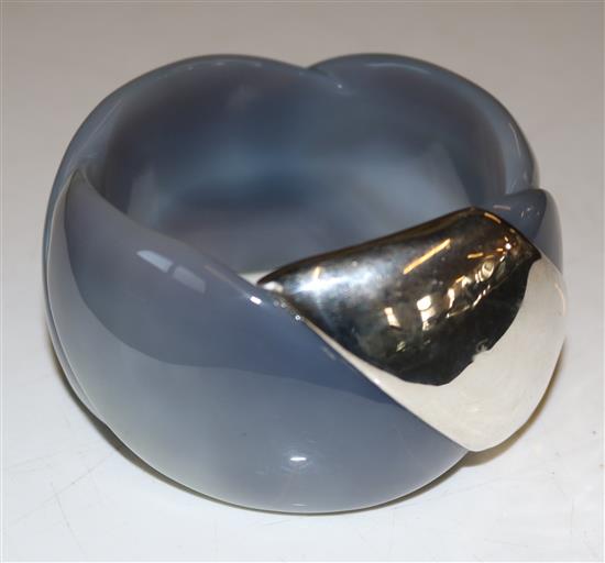 Agate & silver bangle(-)